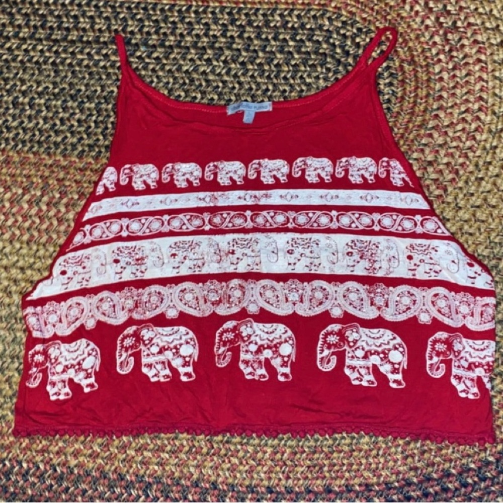 Red Elephant print crop top